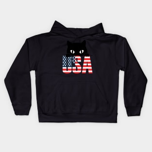 American Flag Cat 4th Of July Kitten Patriotic Pet Lover Kids Hoodie